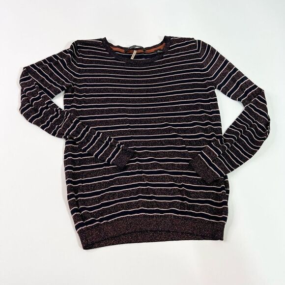 Scotch & Soda Sweater Women's Small Striped Lurex Black & Purple Knit Pullover - Picture 1 of 9